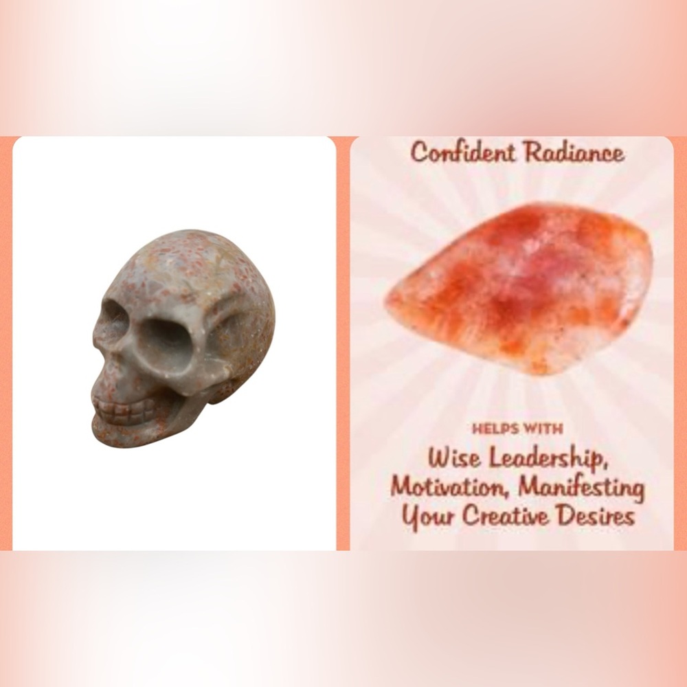 Medium Sunstone Skull All Natural Crystal Carving